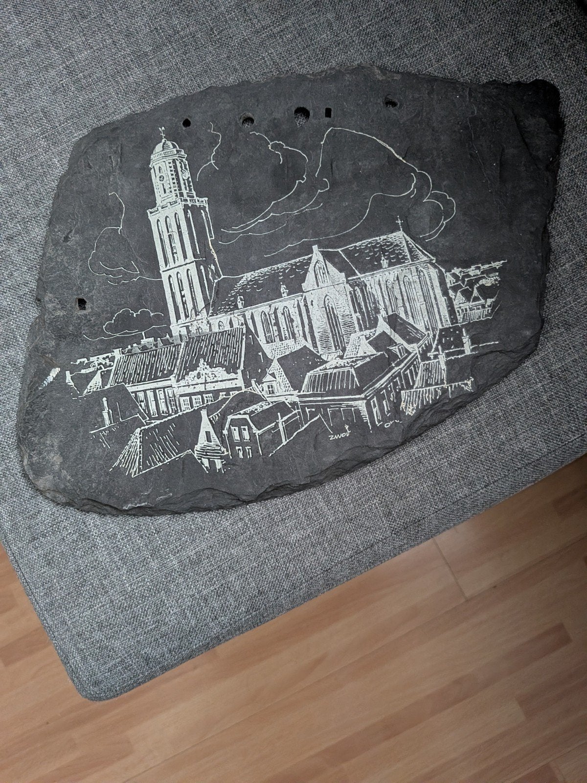 Wanddecoratie Zwolse historische leisteen, Gebruikt, Klassiek, Ophalen of Verzenden, Natuurlijk materiaal