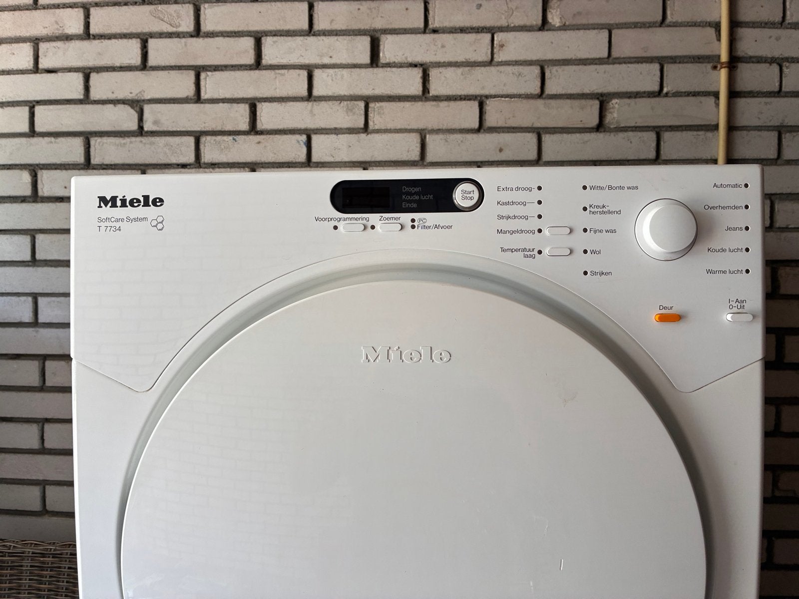 Miele SoftCare System T7734 Wasdroger, Witgoed en Apparatuur, Wasdrogers, Zo goed als nieuw, Luchtafvoer, Voorlader, 6 tot 8 kg