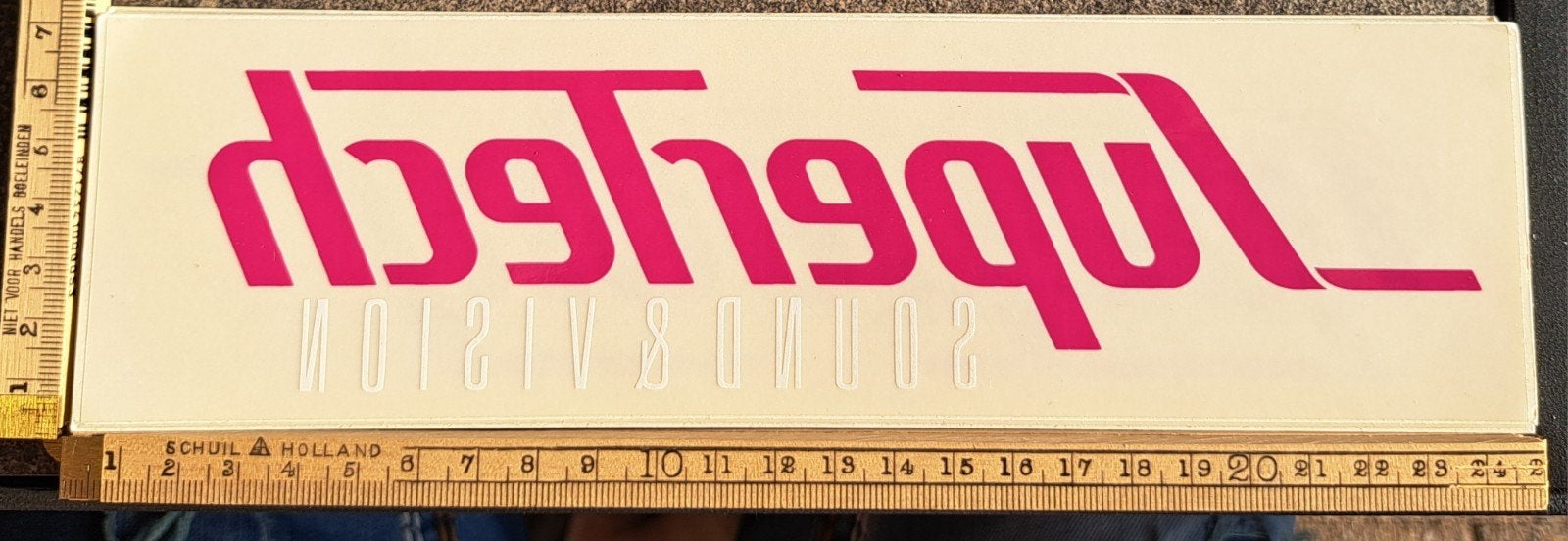 Vintage sticker spiegelbeeld sticker Supertech sound vision, Verzamelen, Stickers, Ophalen of Verzenden, Nieuw