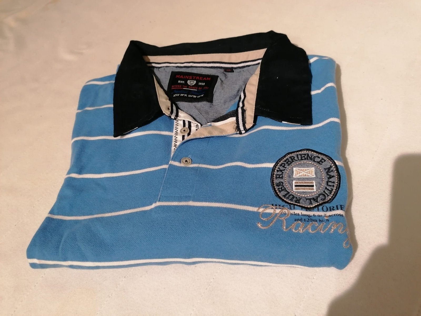 Mainstream Polo Shirt Blauw Wit Gestreept Maat 4xl, Kleding | Heren, Maat 52/54 (L), Blauw, Gedragen, Mainstream