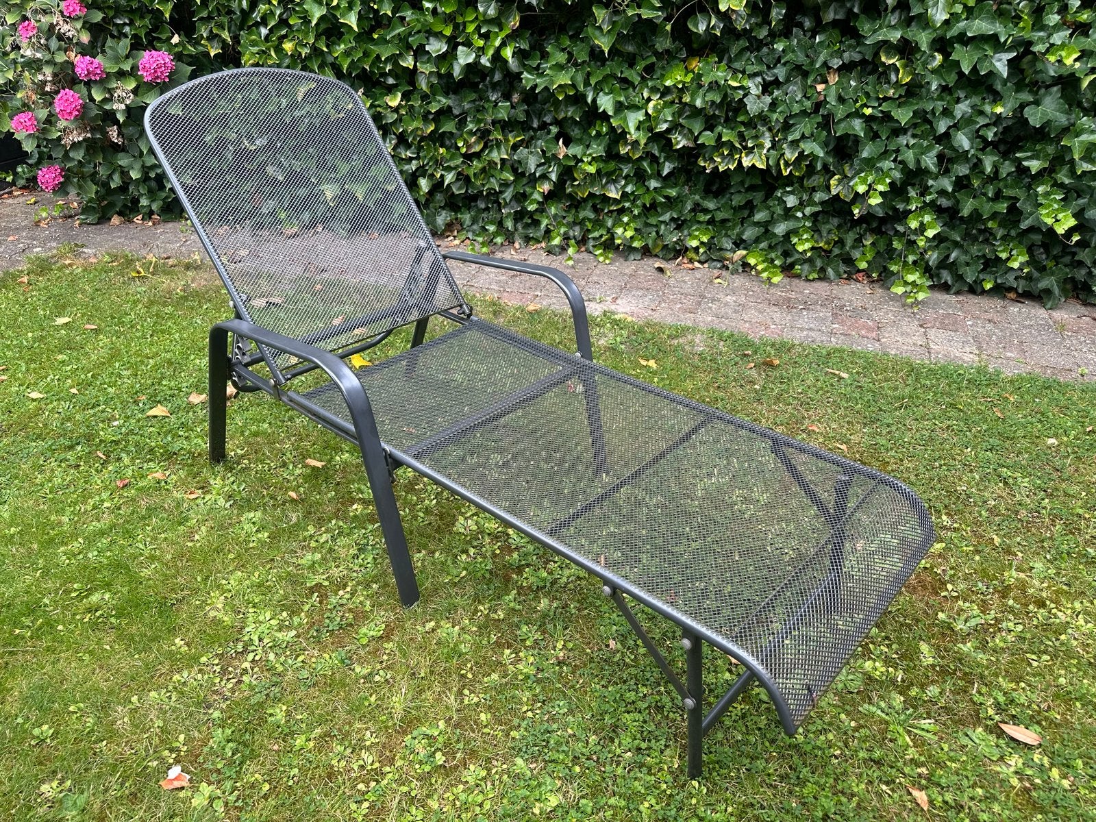 Ligstoel / Loungestoel met kussen, Ophalen, Gebruikt, Metaal, Inklapbaar