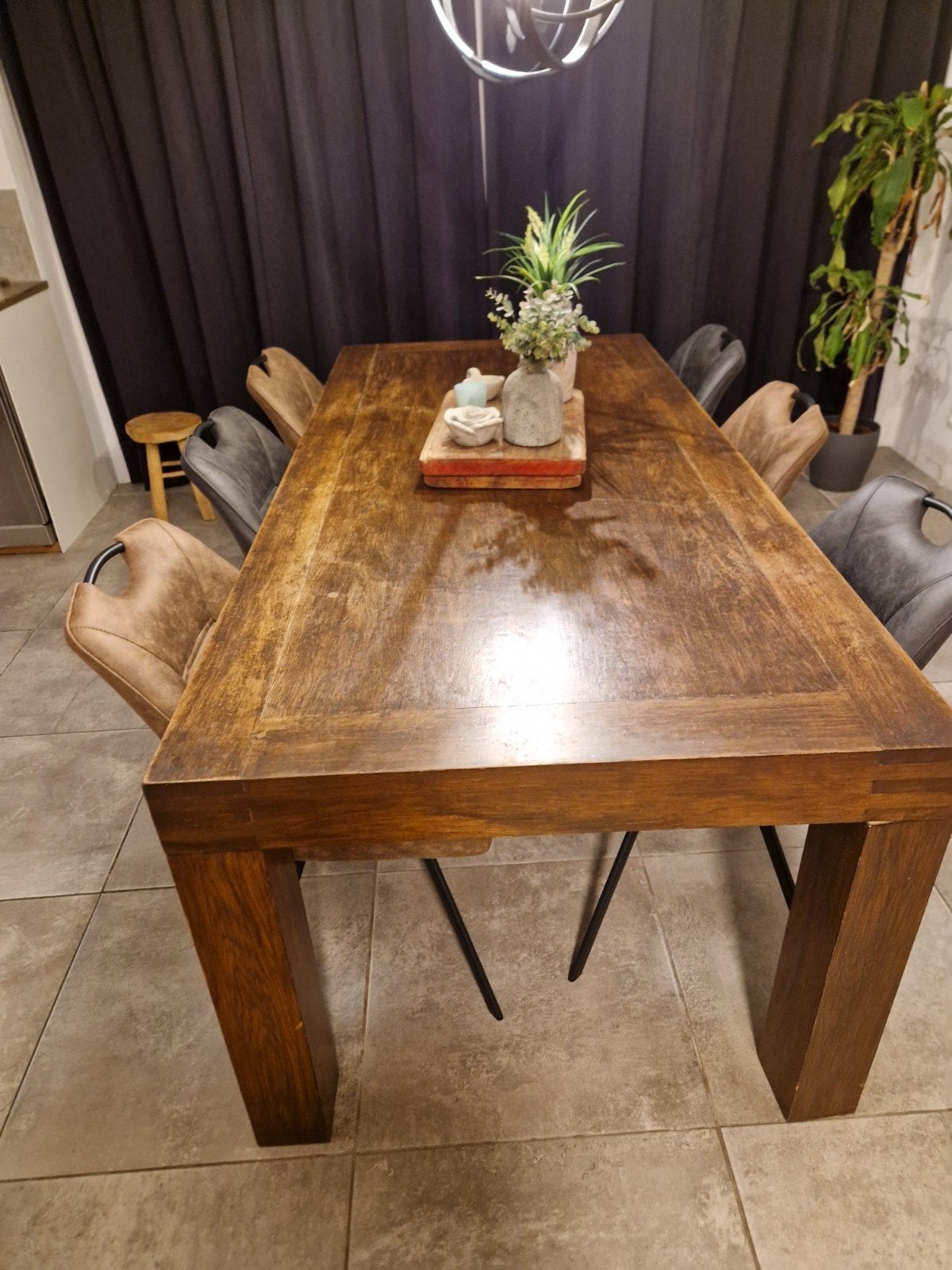 Goossens Eettafel Clear 2.20x1.00m Warm Grey, 200 cm of meer, Vijf personen of meer, Rechthoekig, Overige houtsoorten