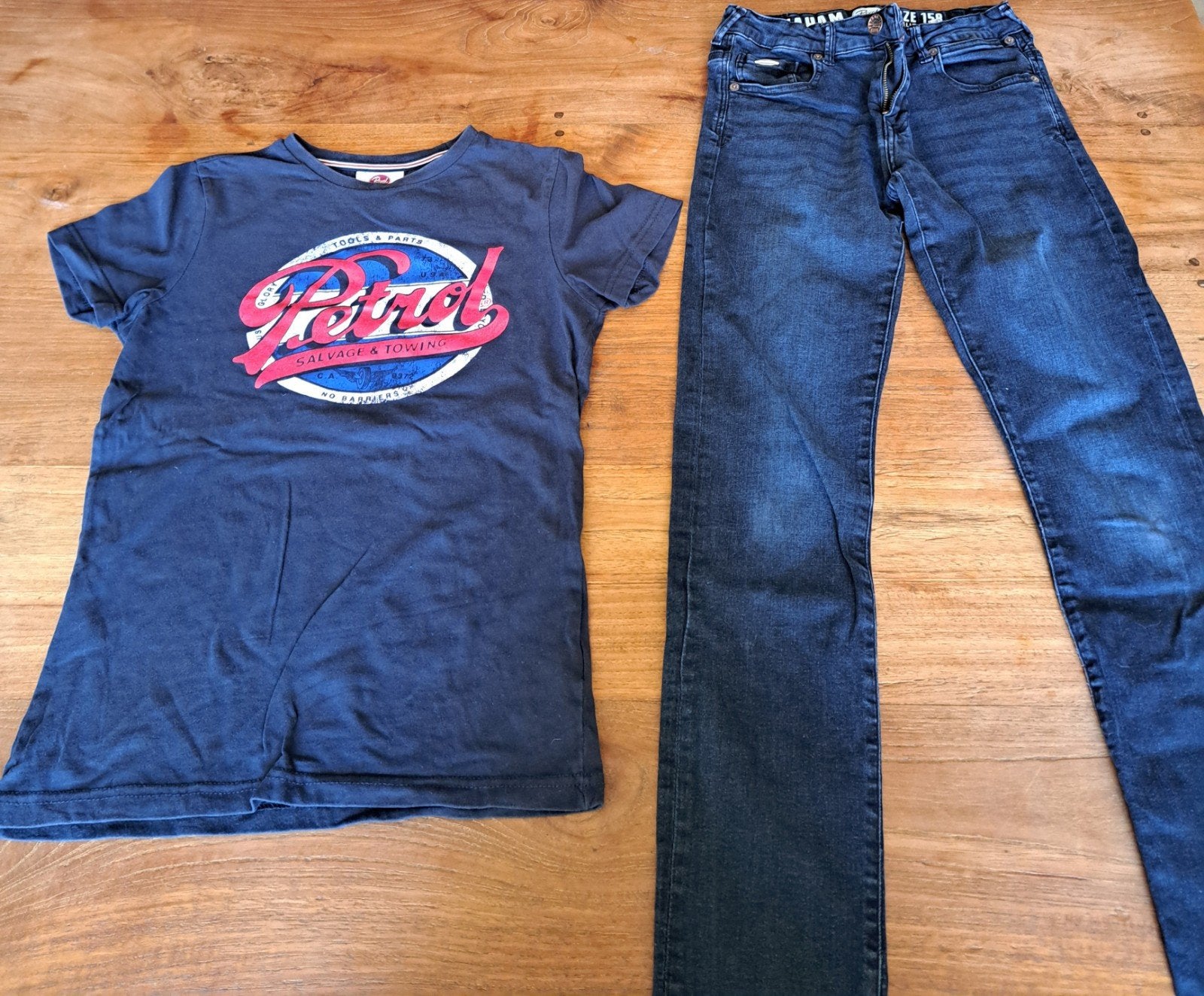 Petrol Industries: Seaham Slim Fit Jeans 158 & T-Shirt 152, Ophalen of Verzenden, Zo goed als nieuw, Jongen, Broek