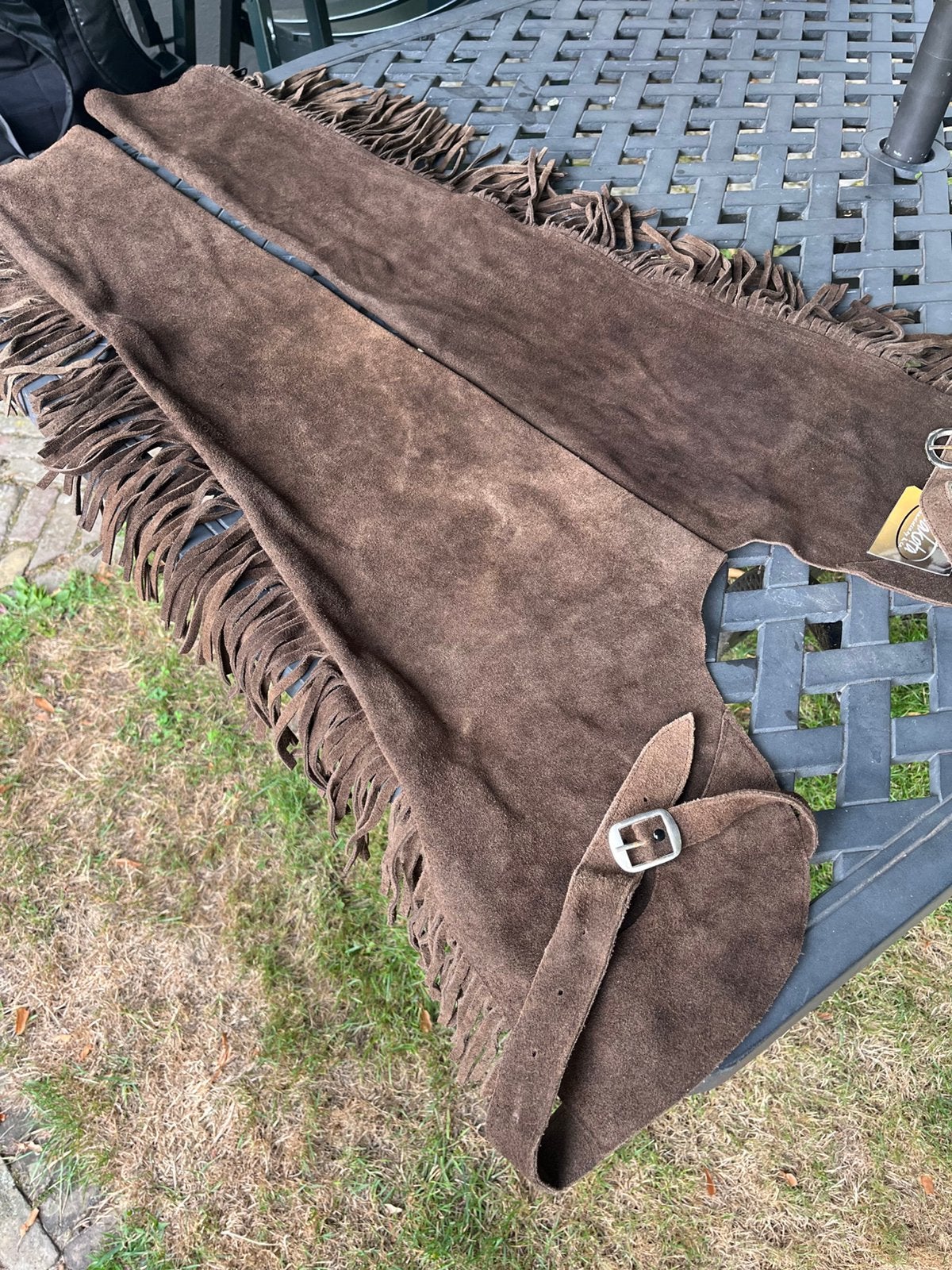 Western Chaps bruin leer suede met franjes en gesp sluiting, Overige typen, Nieuw, Ophalen of Verzenden, Bruin