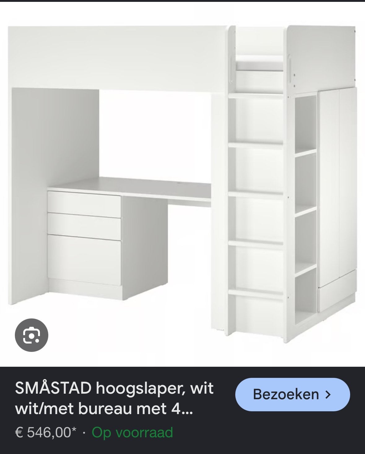 Foto 7 van IKEA SMÅSTAD Hoogslaper met bureau, kast en matras