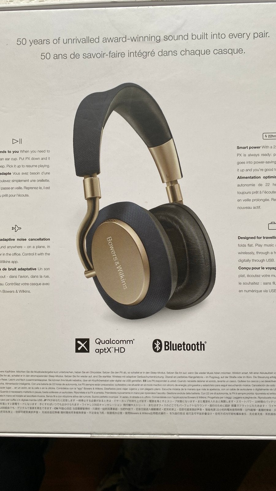 Bowers & Wilkins PX Draadloze Over-ear Hoofdtelefoon, Audio, Tv en Foto, Koptelefoons, Goud, Bluetooth, Ophalen of Verzenden, Zo goed als nieuw