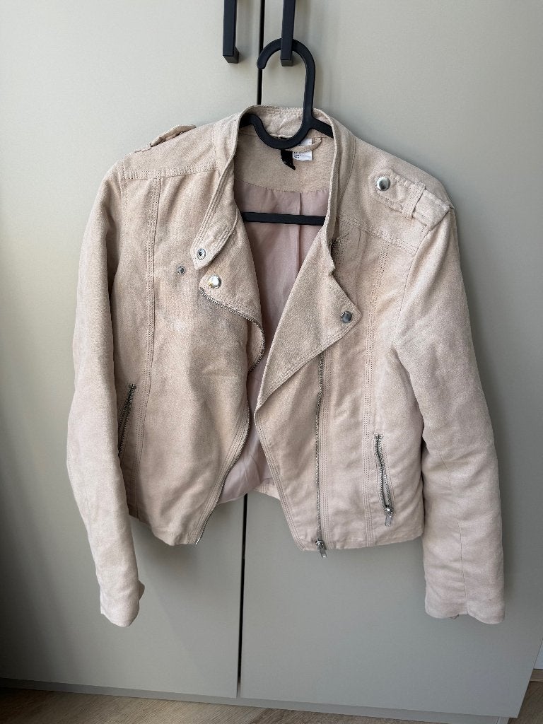 Suede jasje, H&M, Beige, Ophalen of Verzenden, Zo goed als nieuw