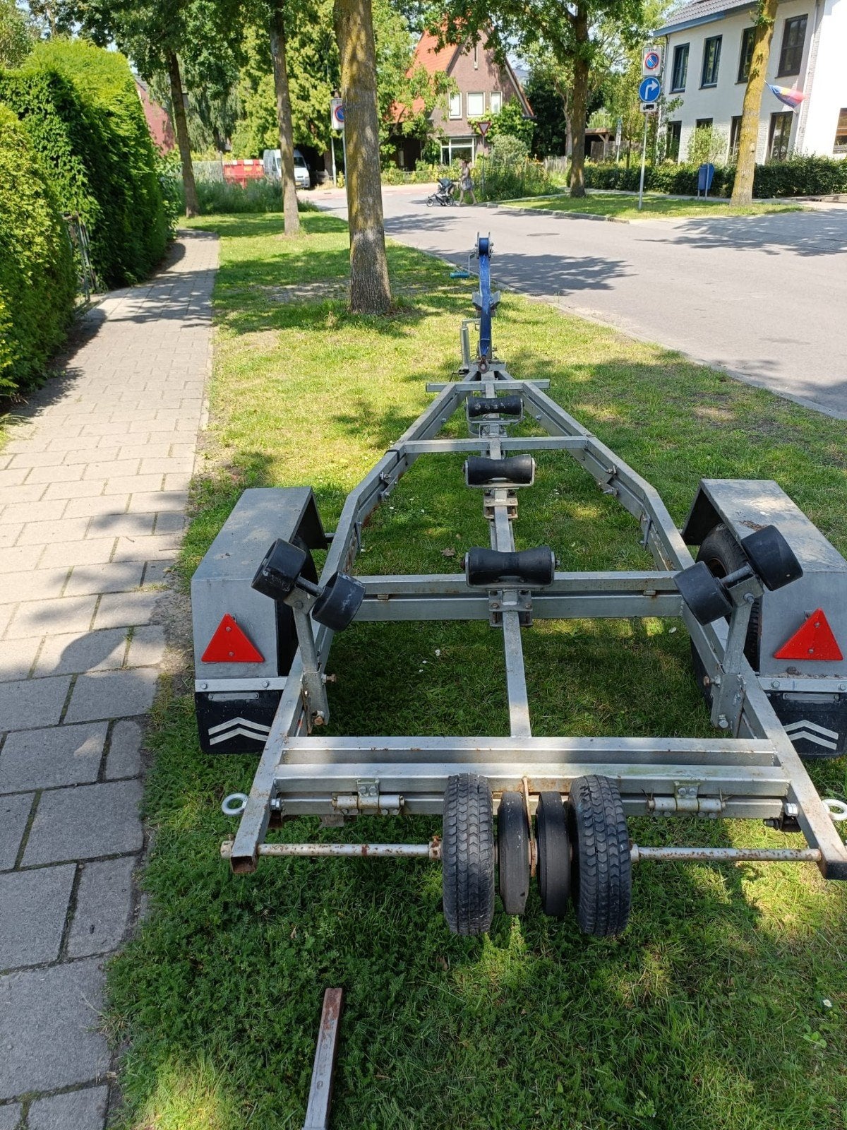 Robuuste boottrailer met lier en rollen, Ophalen of Verzenden, Gebruikt, Zeilboot of Motorboot
