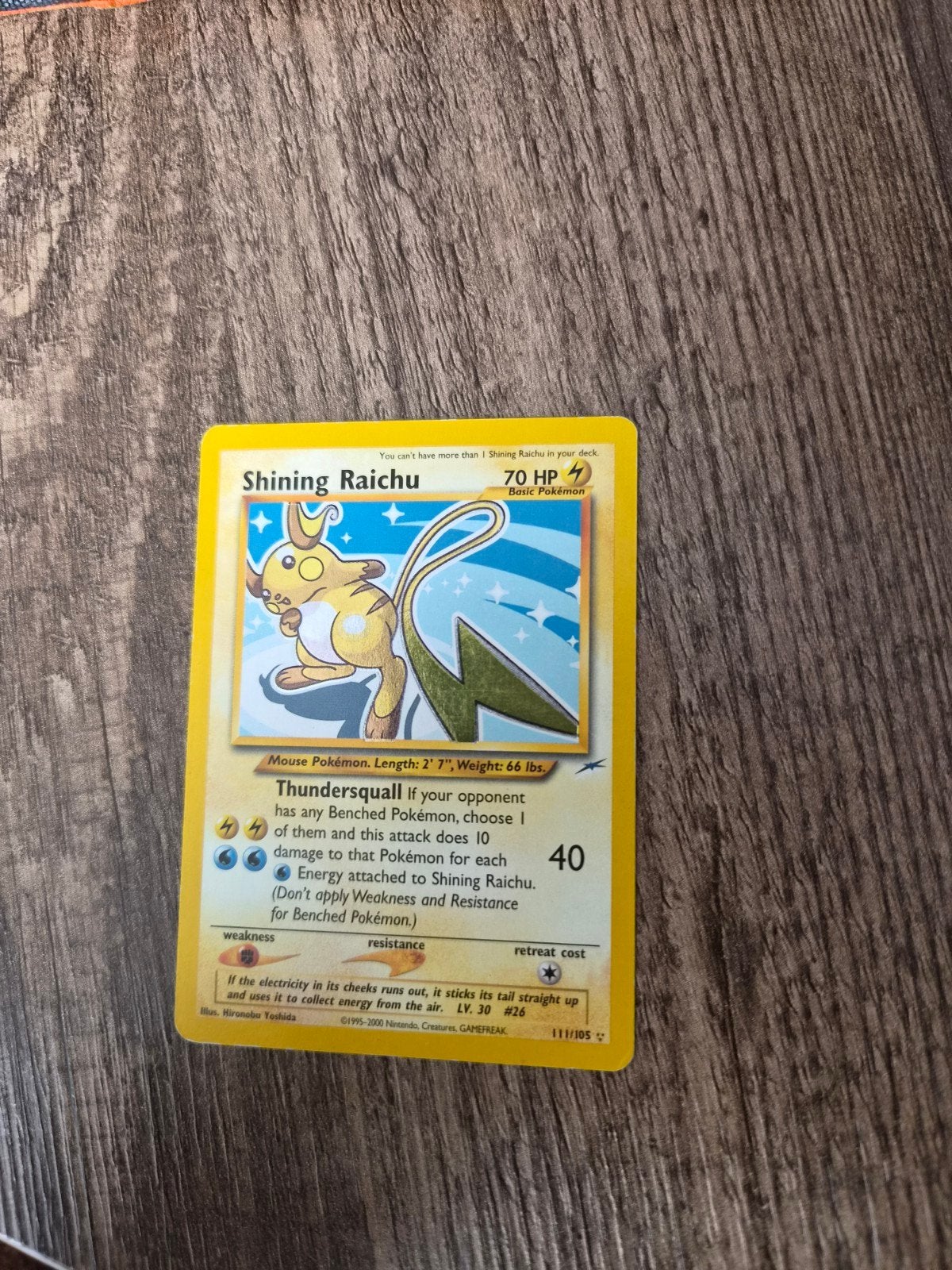 Shining Raichu Pokémon Kaart 111, Ophalen of Verzenden, Gebruikt, Losse kaart, Foil