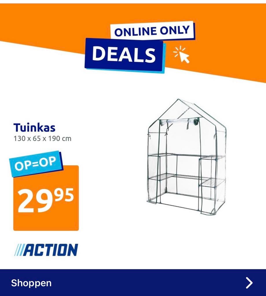 Tuinkas 130x65x190 plastic, Tuin en Terras, Kassen, Folie, Ophalen, Staal, Kweekkas