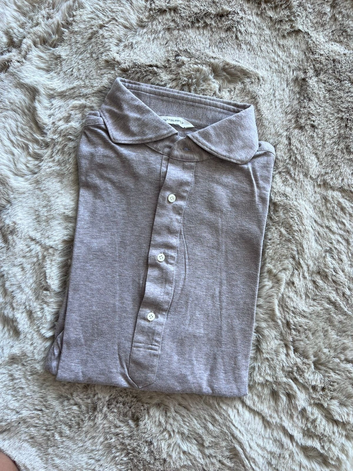Suitsupply polo lange mouwen maat L taupe, Ophalen of Verzenden, Overige kleuren, Halswijdte 41/42 (L)