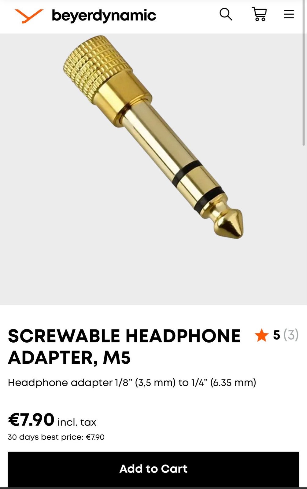 Beyerdynamic Schroefbare Hoofdtelefoon Adapter M5 (3 stuks), Audio, Tv en Foto, Audiokabels en Televisiekabels, Ophalen of Verzenden