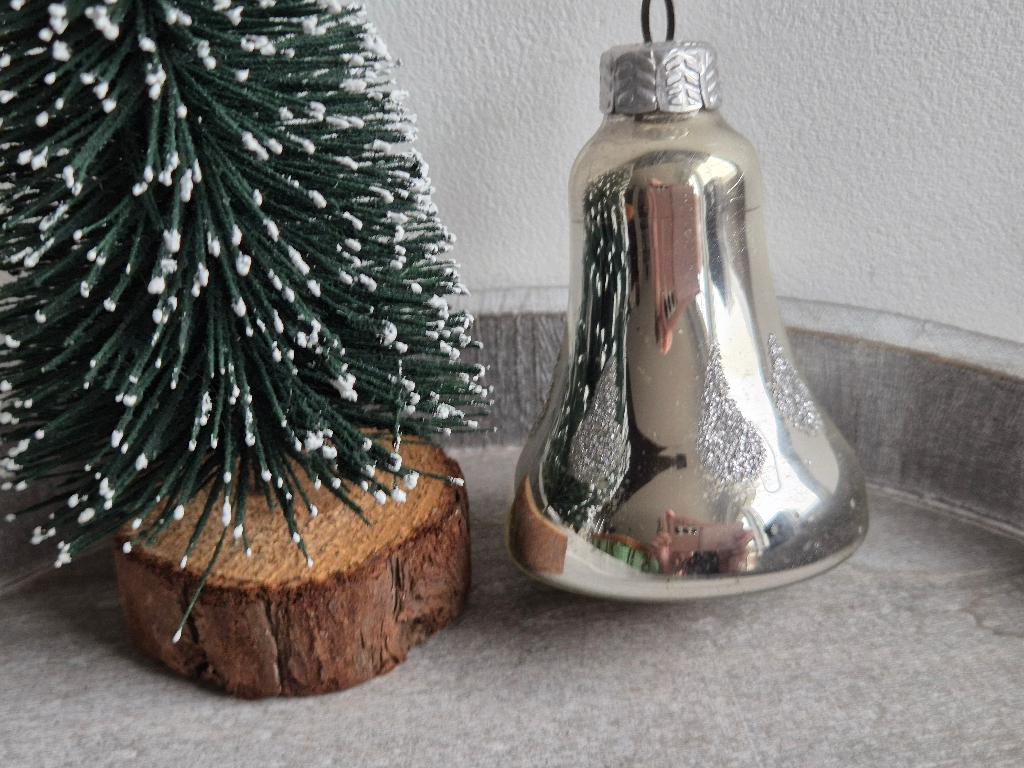 Vintage kerstbal klokje zilver 480, *, Gebruikt, *, Ophalen of Verzenden