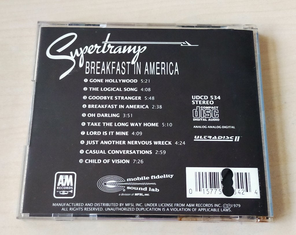 Supertramp - Breakfast In America CD MFSL Gold Gesigneerd, Cd's en Dvd's, Cd's | Rock, Ophalen of Verzenden, Gebruikt, Progressive