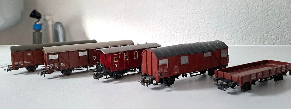 5x wagons Marklin / Roco, Gebruikt, Gelijkstroom, Wagon, Ophalen