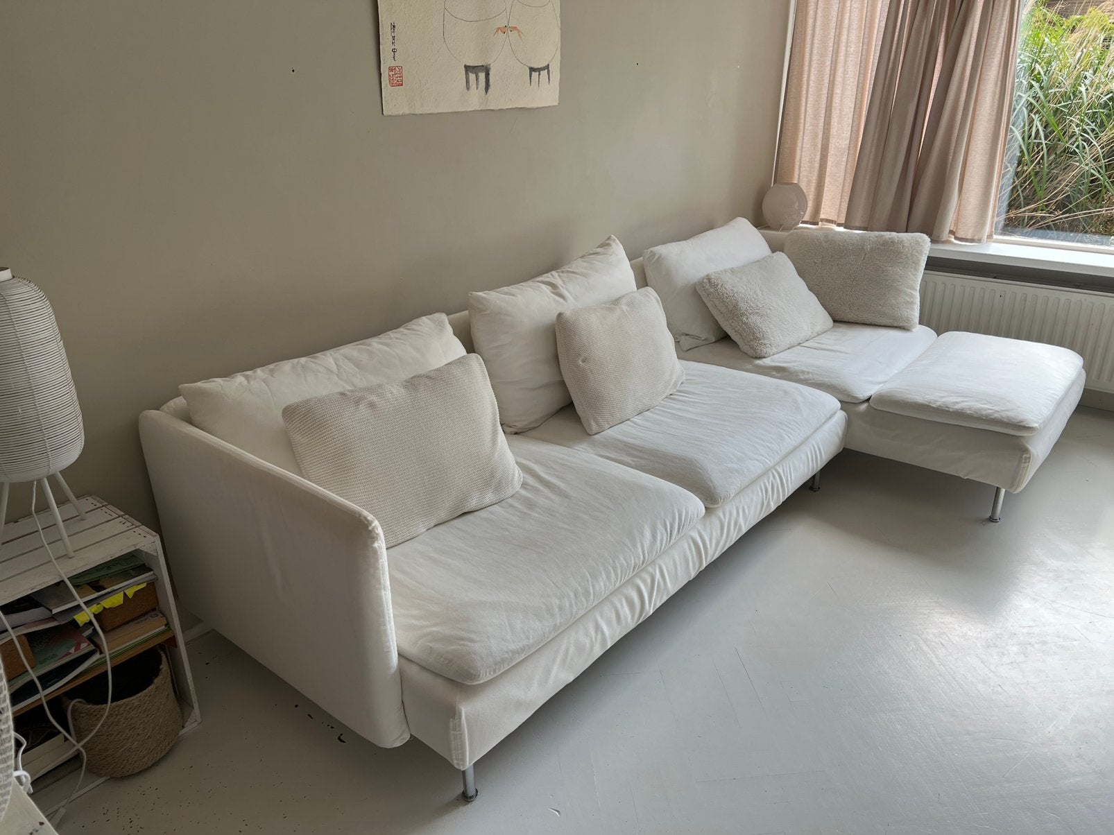 Witte bank Soderhamn 4zits chaise longue MOET VANDAAG WEG!, Ophalen, Gebruikt, Stof