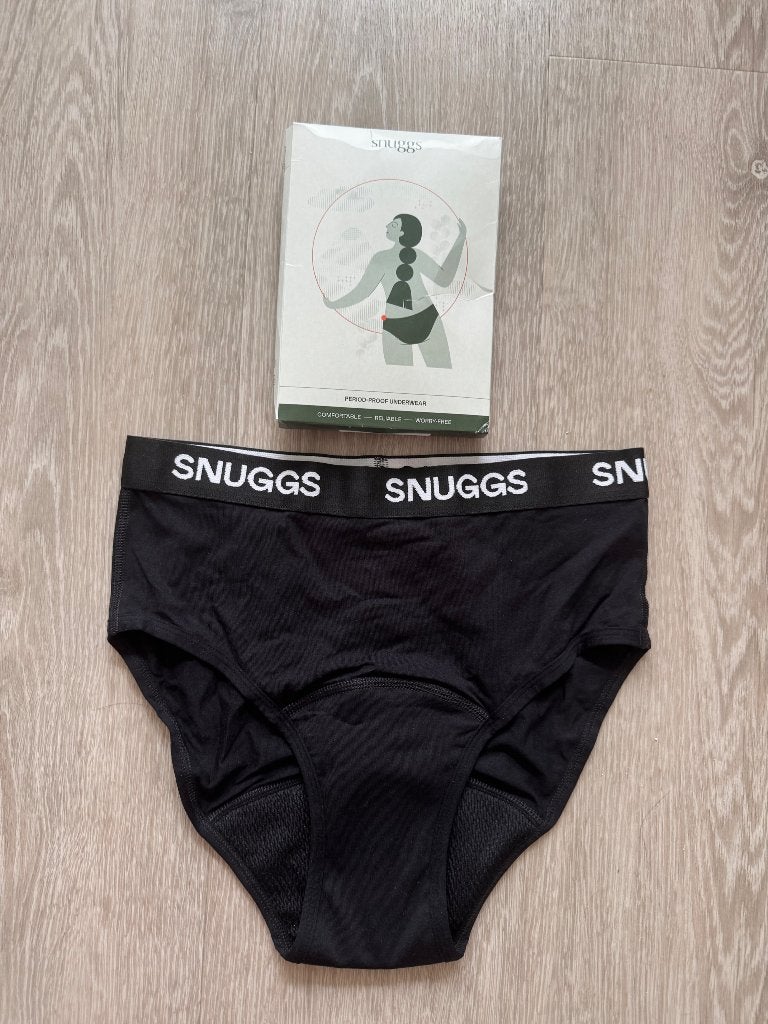 Snuggs waistband hugger zwart menstruatie ondergoed maat M, Snuggs, Verzenden, Zwart, Slip