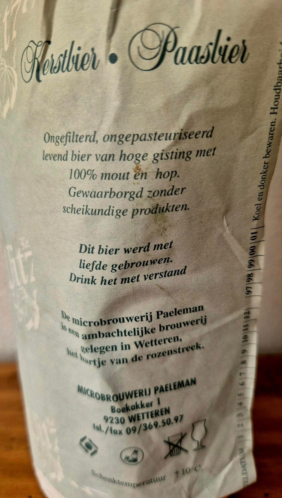 1997 fles 0,75 ltr Lam Gods  feest bier Paeleman Wetteren, Ophalen of Verzenden, Zo goed als nieuw, Flesje(s), Overige merken