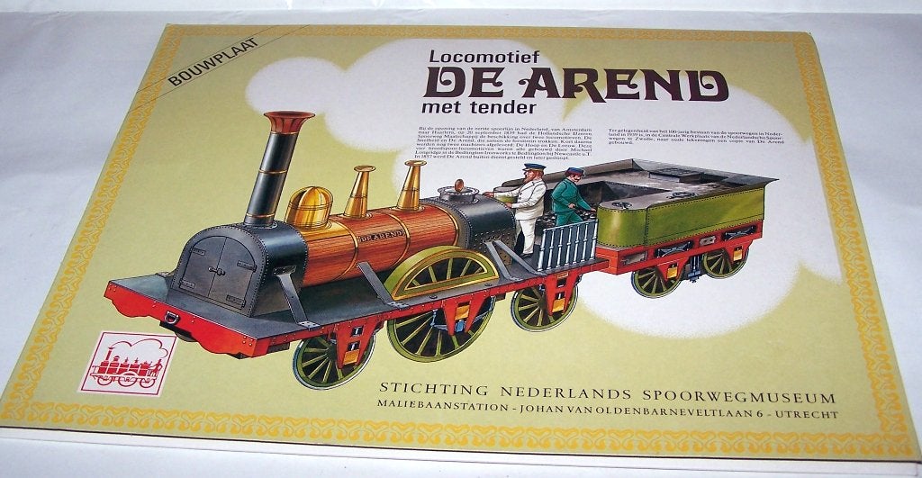 Bouwplaat Locomotief De Arend met tender-Ned. Spoorwegmuseum, Overige merken, 1:32 tot 1:50, Overige typen, Nieuw