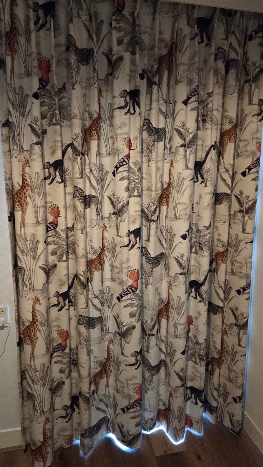 Gordijnen met dierenprint - 236 cm hoog, Ophalen, Plooiafwerking, Overige merken, Bruin