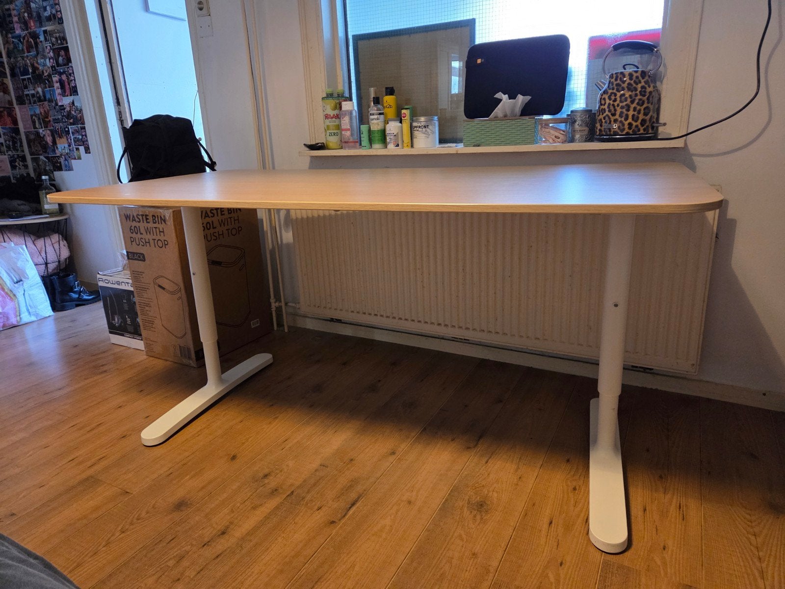 Bureau IKEA Bekant, Ophalen, Zit-sta bureau, 160 cm, Hout