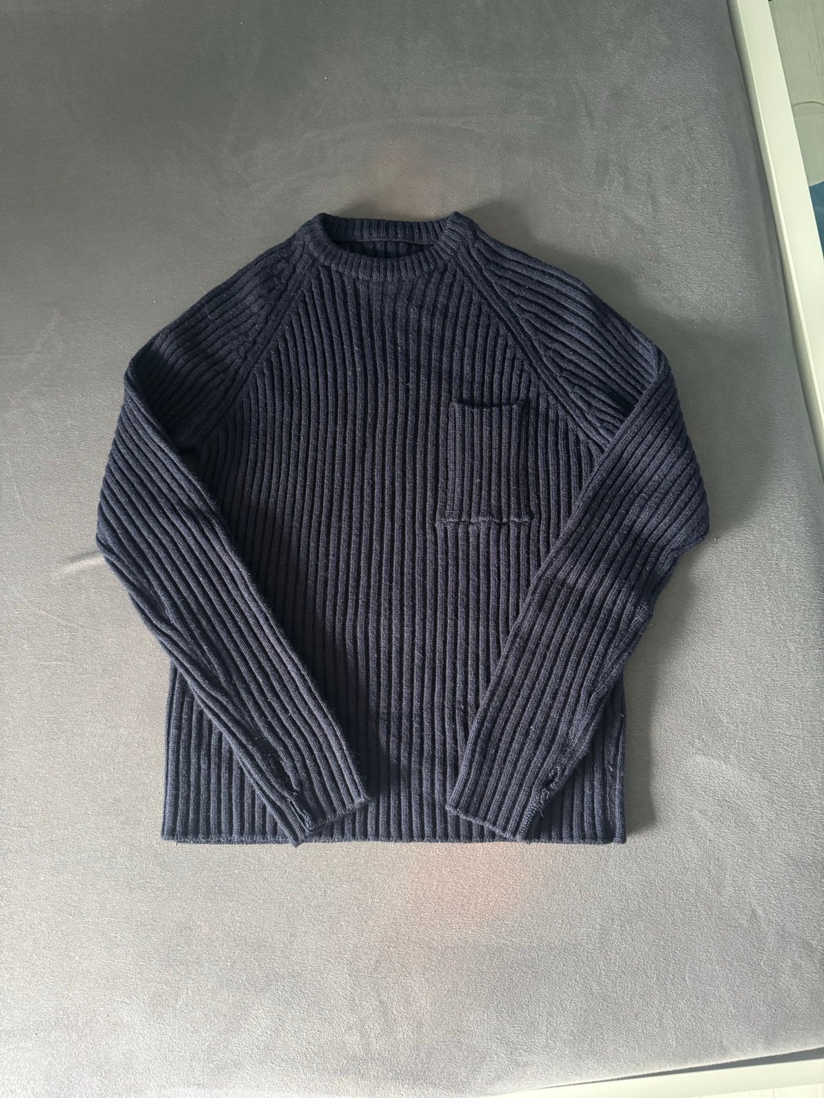Donkerblauwe geribbelde trui james bond style, Ophalen of Verzenden, Zo goed als nieuw, Maat 46 (S) of kleiner, Blauw