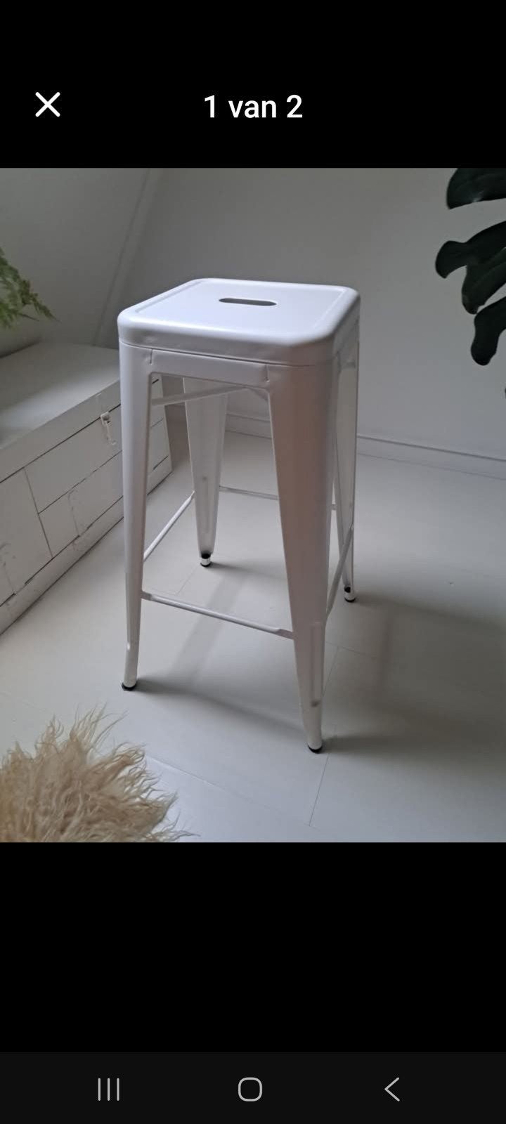 Witte metalen kruk - 76 cm zithoogte, Ophalen