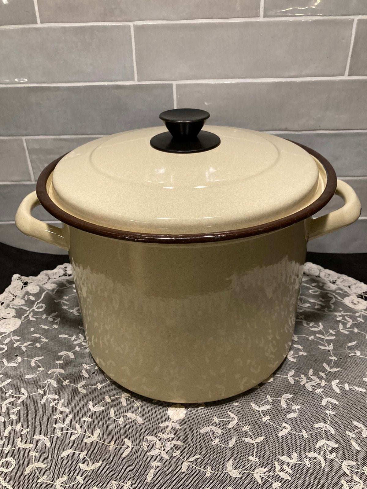 Vintage emaille soeppan (041224), Ophalen of Verzenden, Gebruikt, Overige materialen