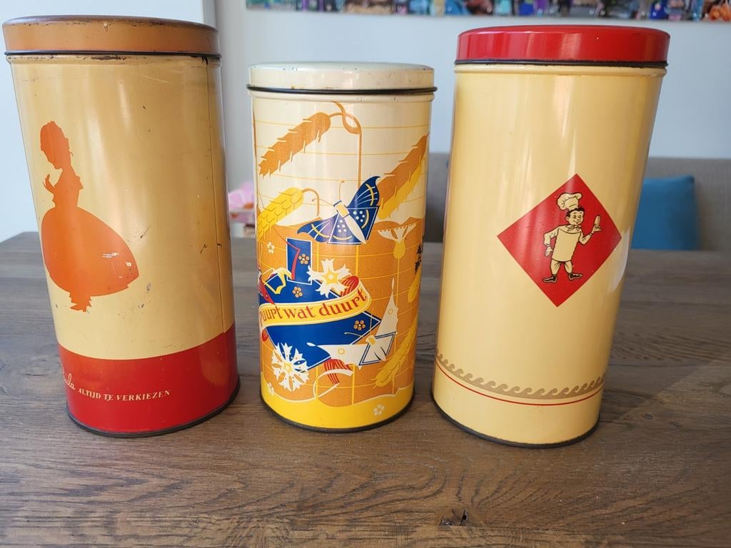 3x Vintage Beschuitbussen: Bolletje, Kaiser, Hooimeijer, Ophalen of Verzenden