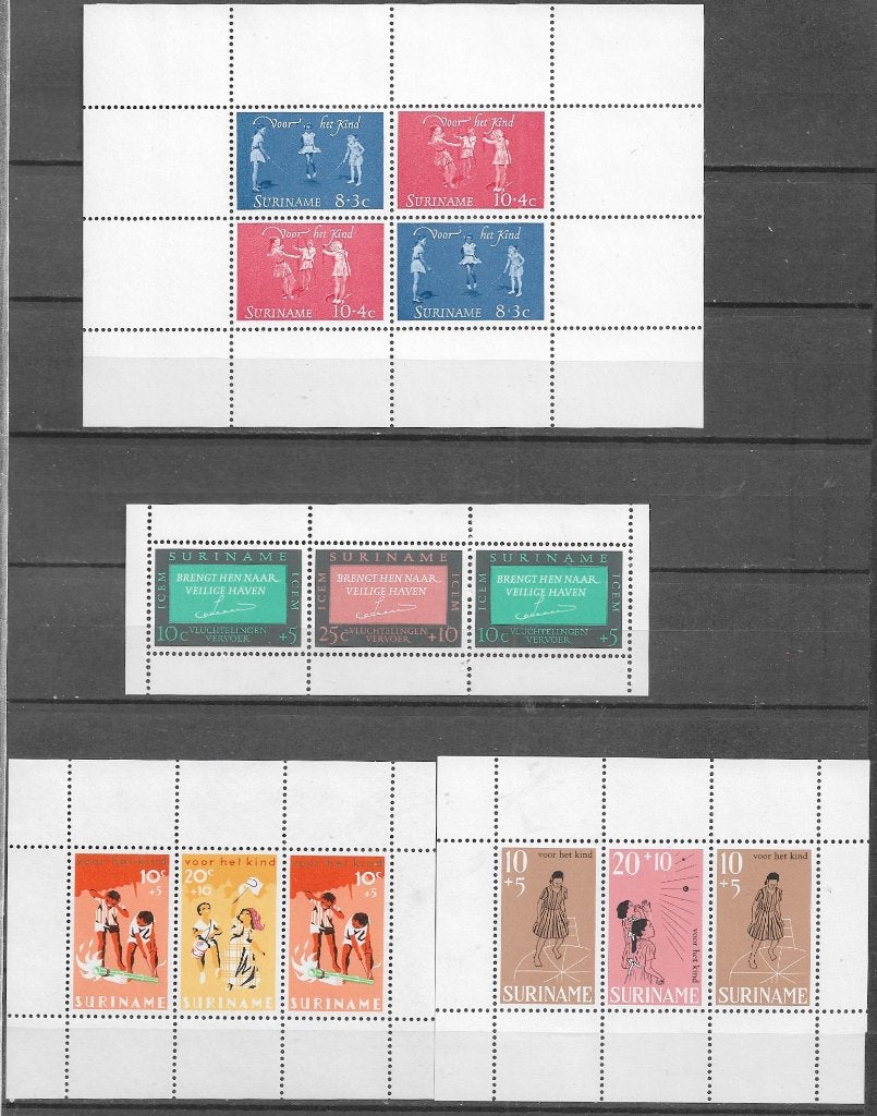 SURINAME Blocs Kinderzegels en Vluchtelingenvervoer 1964/68, Verzenden, Postfris
