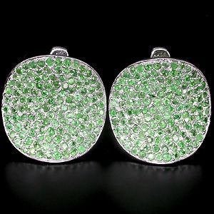 oorbellen 925 zilver 14 k wit goud verguld met Tsavoriet, Nieuw, Ophalen of Verzenden, Met edelsteen, Knopjes of Stekers