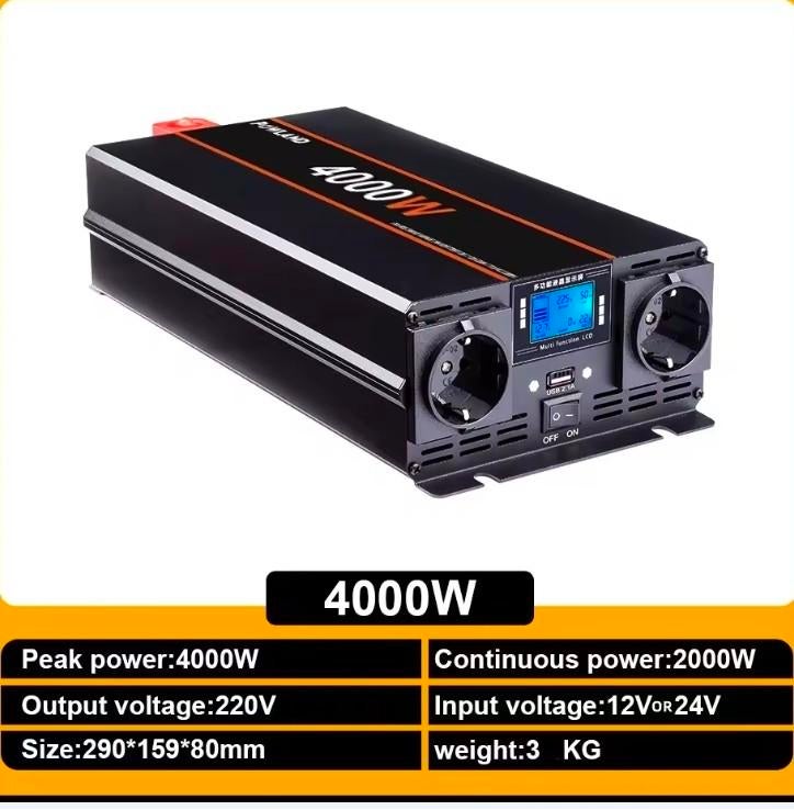 NIEUW 4000W Omvormer 12V naar 220V met USB en LCD, Ophalen of Verzenden, Nieuw