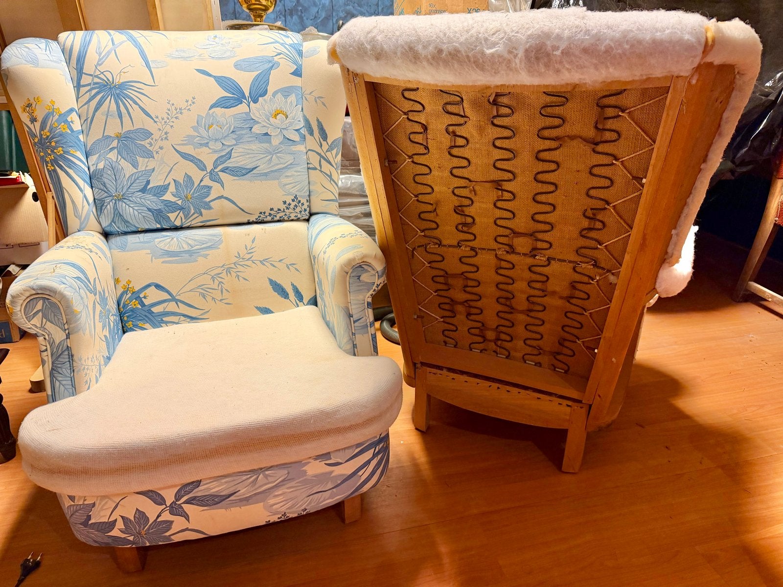 Twee fauteuils, nog te stofferen - ambachtsschool project, Ophalen, Gebruikt, Hout, 75 tot 100 cm