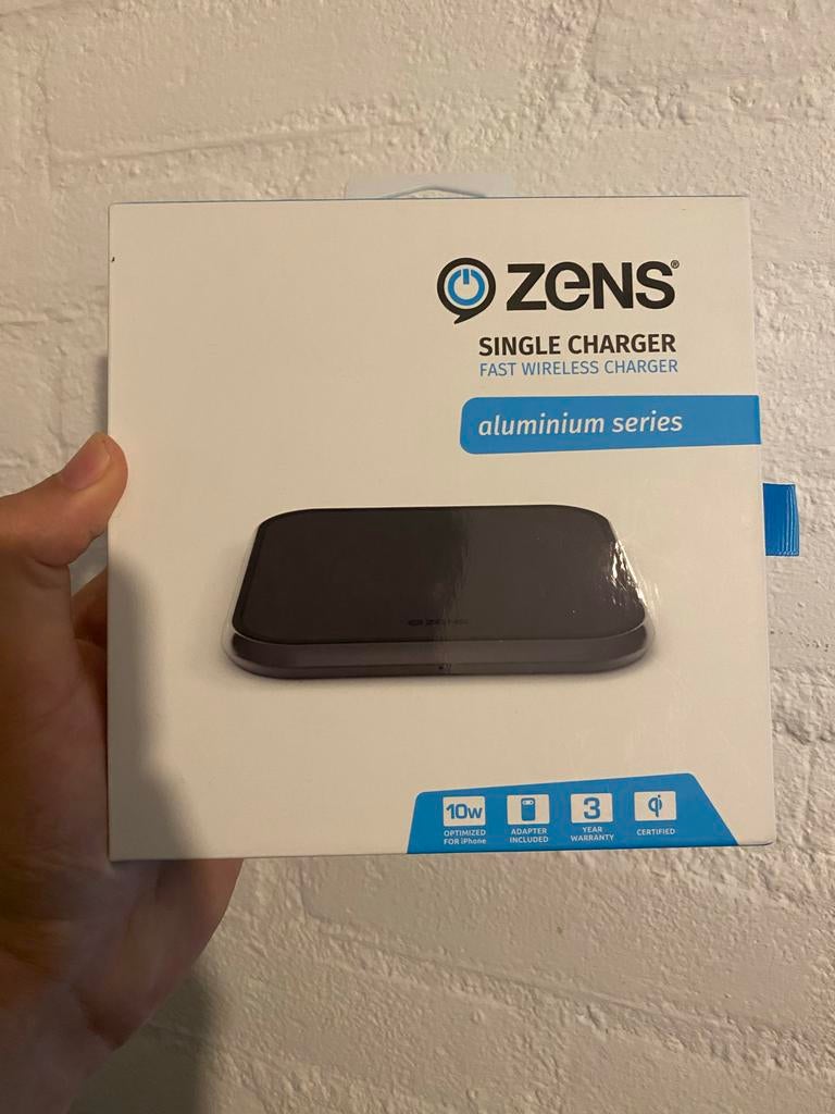 Zens Single Charger Fast Wireless Charger Aluminium, Ophalen of Verzenden, Nieuw, Apple iPhone
