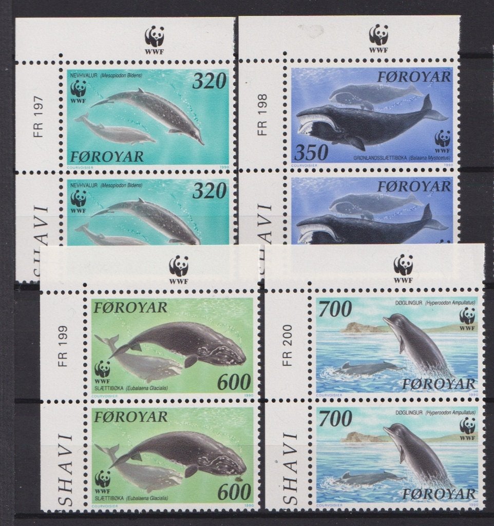 Faeröer 1990 Dolfijnen Wal vissen in paar Hoekstukje, Postzegels en Munten, Verzenden, Postfris, Dier of Natuur