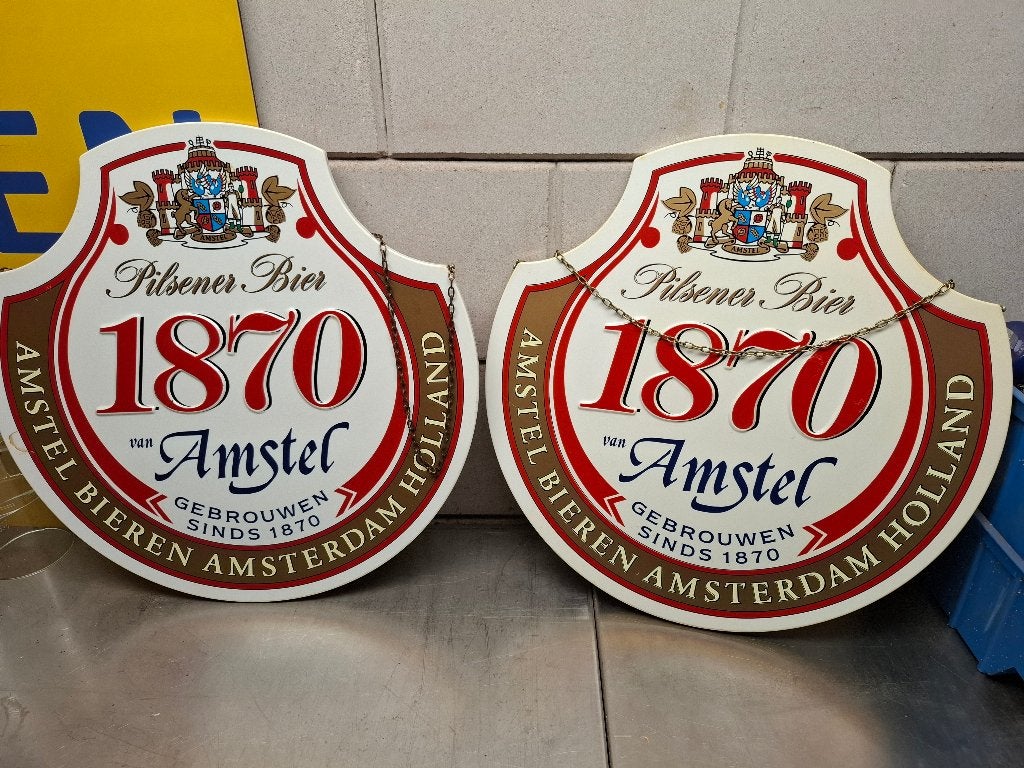 Amstel 1870 reclame, Verzamelen, Ophalen, Gebruikt, Reclamebord