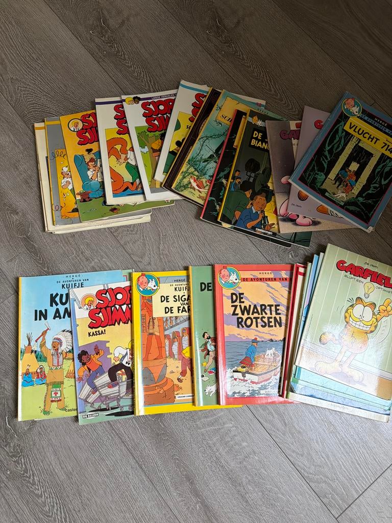 Vintage stripboeken: Kuifje, Sjors & Sjimmie, Garfield, Meerdere stripboeken, Ophalen of Verzenden, Gelezen