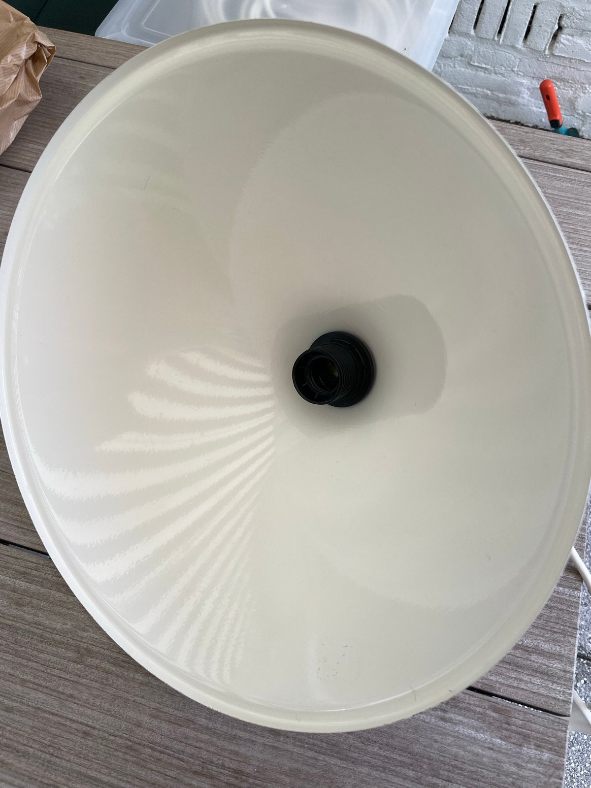 Puntgave vintage IKEA lampenkap wit metaal Ø 35 cm, Wit, Rond, Ophalen of Verzenden, Zo goed als nieuw