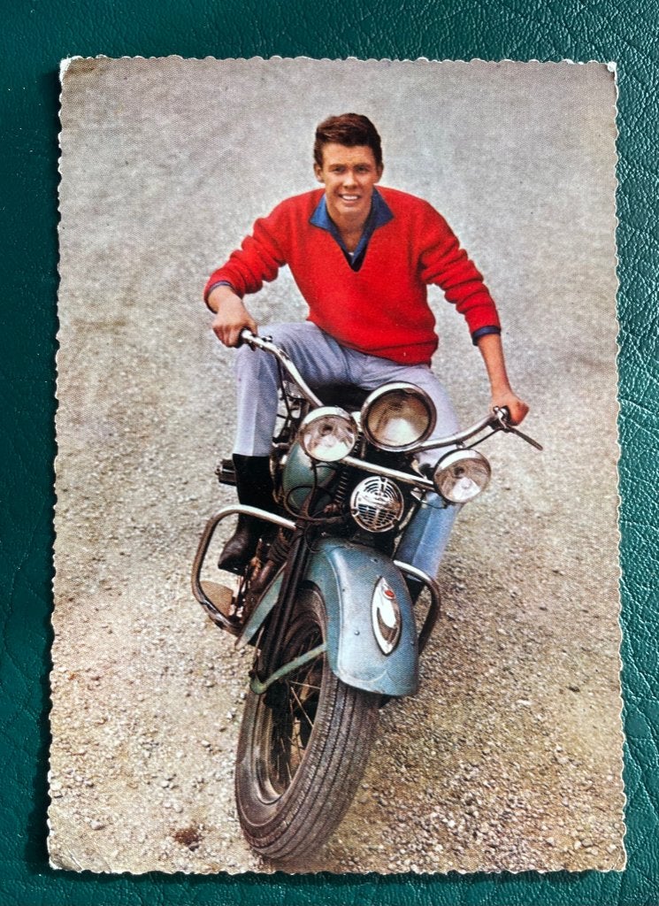 ansichtkaart / kaart van Peter Kraus op oldtimer motor., Verzenden, 1960 tot 1980, Voertuig
