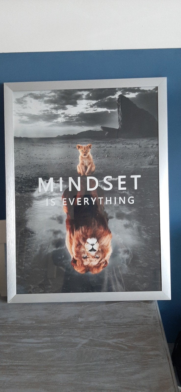 Motiverende Leeuwen Poster - "Mindset is Everything", Huis en Inrichting, Ophalen, 50 – 75, Minder dan 50 cm, Zo goed als nieuw