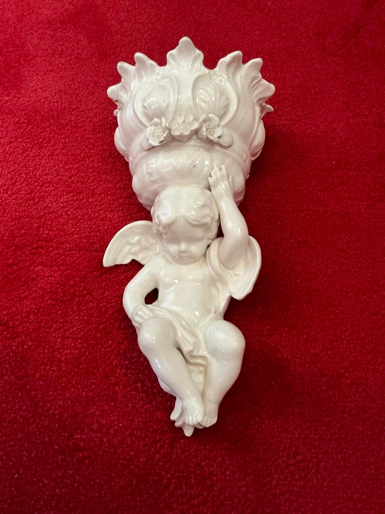 Vintage Porseleinen engel ❤️ Cherubijn Muurbeeld, Antiek en Kunst, Antiek | Religie, Ophalen of Verzenden