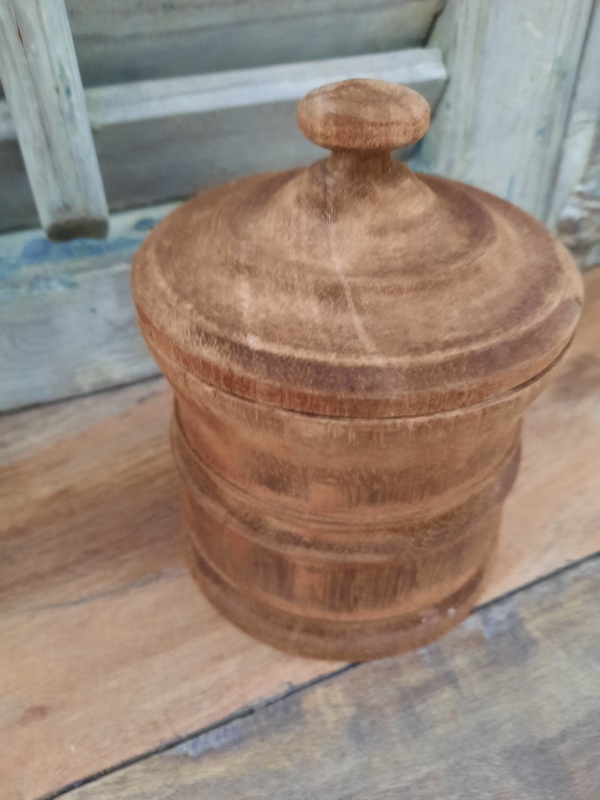 Oud houten tabakspotje houten potje pot landelijk oud, Huis en Inrichting, Ophalen, Gebruikt, Hout