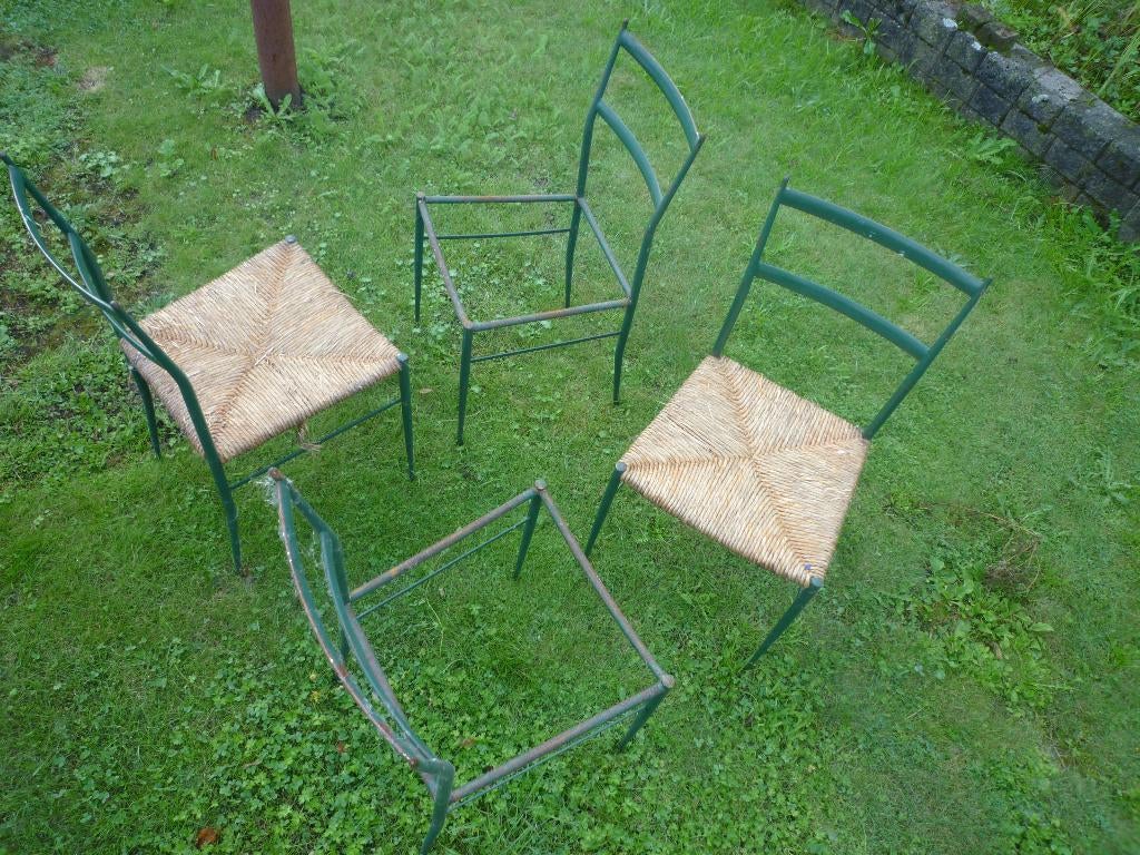 Bistrostoeltjes uit Frankrijk Vintage, Tuin en Terras, Tuinstoelen, Ophalen, Gebruikt, Metaal