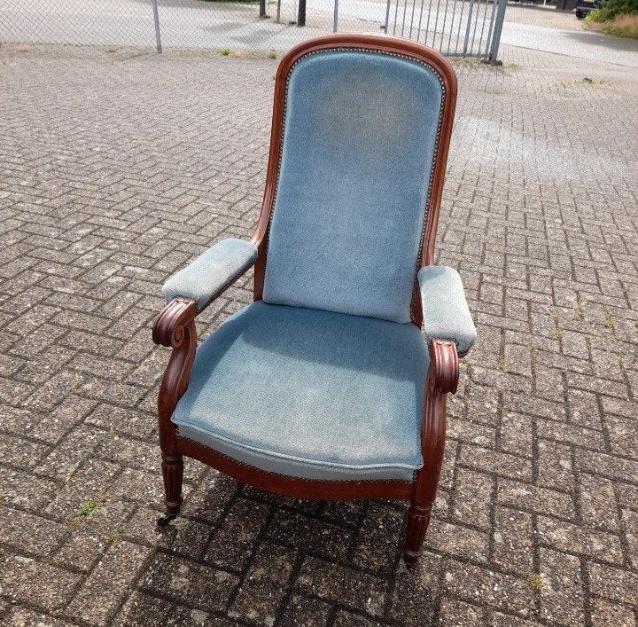 Antieke noten fauteuile, Ophalen of Verzenden, Zo goed als nieuw, 75 tot 100 cm