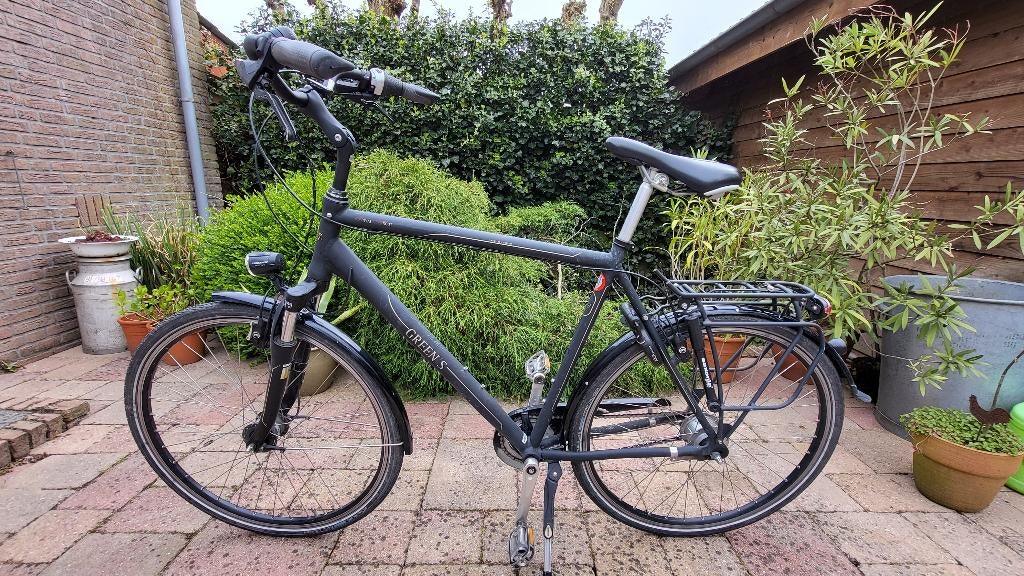 Zwarte herenfiets merk Green's Royal Ascot., Fietsen en Brommers, Gebruikt, Velgrem, Versnellingen, 56 cm of meer
