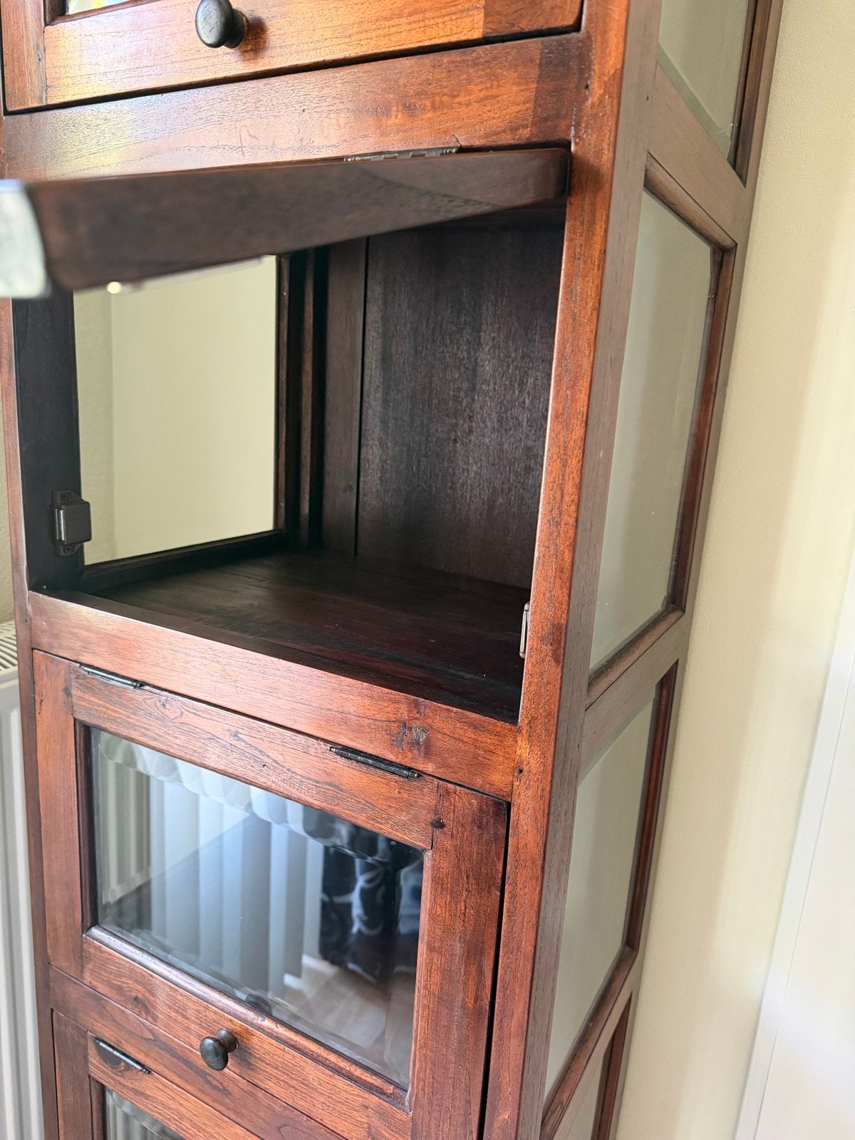 Teakhouten Vitrinekast - Klassiek en Elegant, Ophalen, Minder dan 50 cm, Gebruikt, Teakhout