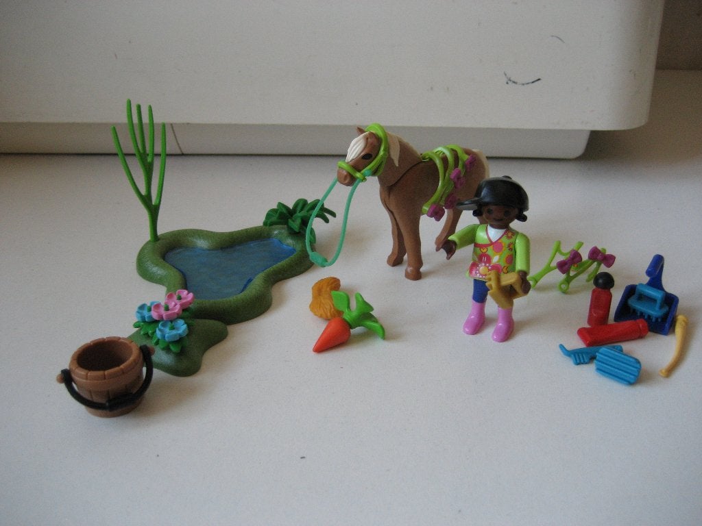 playmobil meisje verzorgt haar pony bij de vijver, Ophalen of Verzenden, Zo goed als nieuw