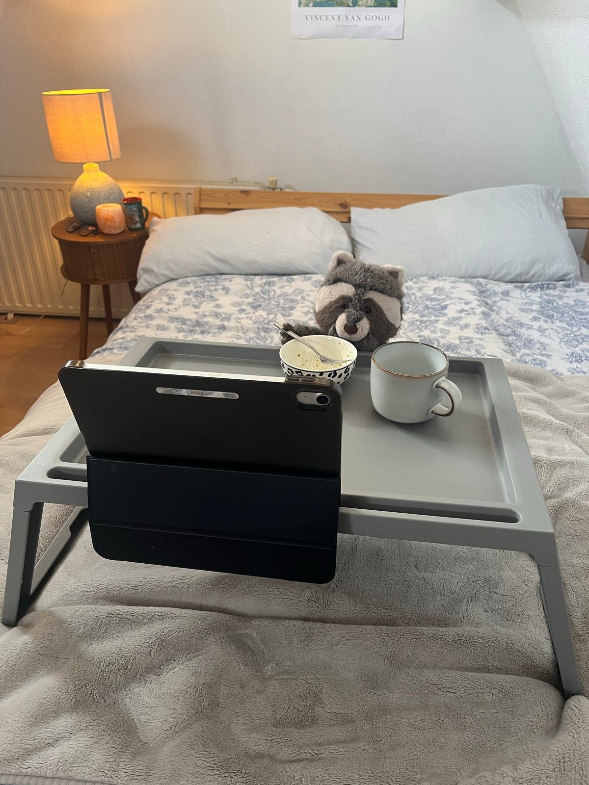 IKEA KLIPSK Bedtafeltje - Grijs, Ophalen, Zo goed als nieuw, Grijs