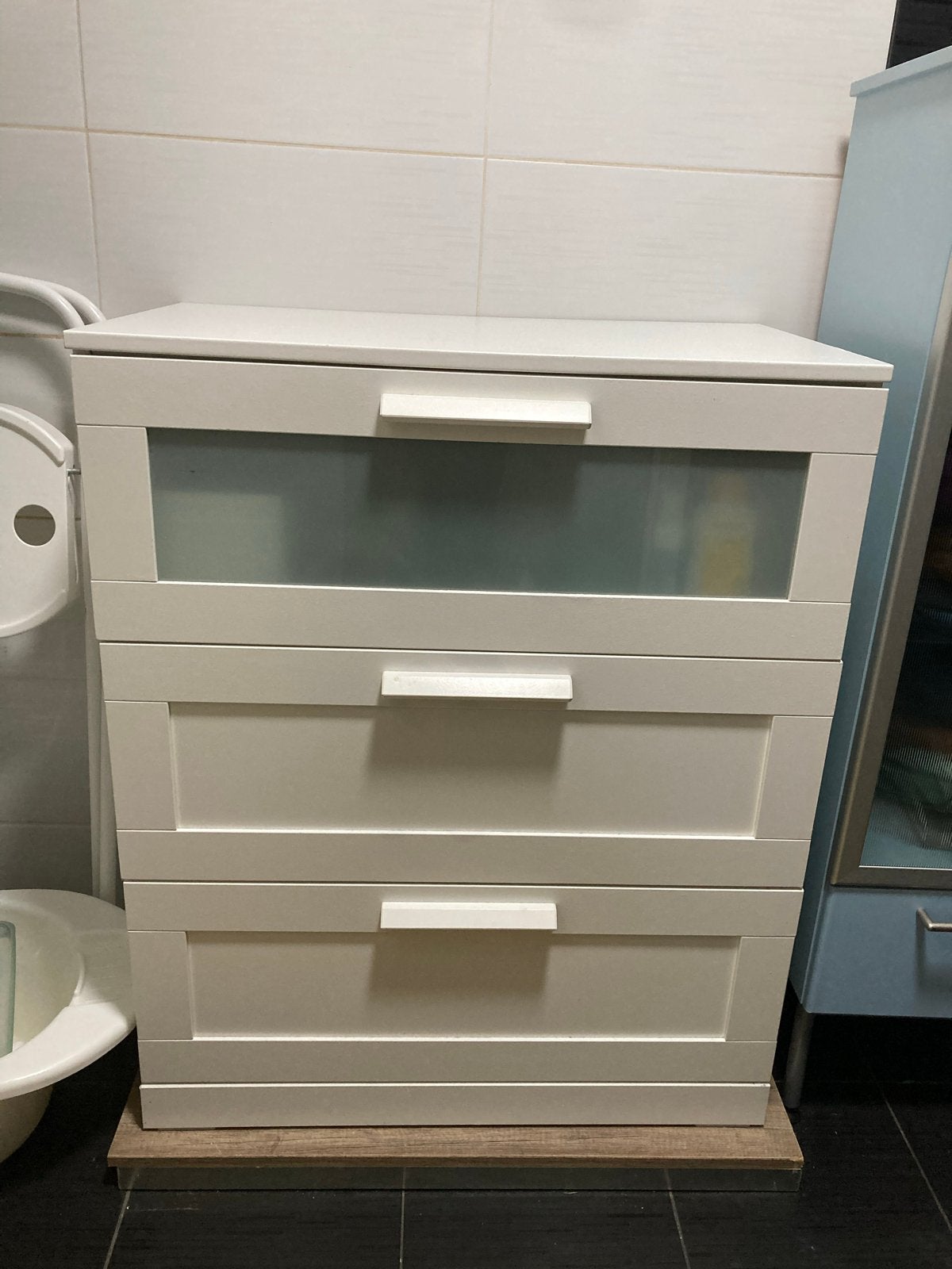 Witte ladekast met 3 laden, Huis en Inrichting, Zo goed als nieuw, 3 of 4 laden, Minder dan 100 cm, 25 tot 50 cm