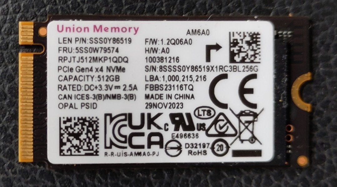 Union Memory 512GB NVMe SSD, Computers en Software, Harde schijven, Intern, SSD, M.2 2242 (42 mm), Ophalen of Verzenden